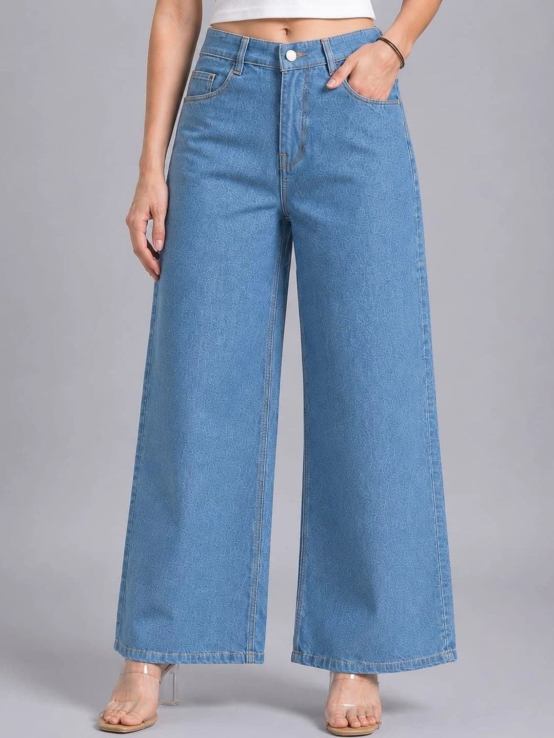 Mast & Harbour Women Loose Wide Leg High-Rise Light Fade Jeans thumbnail 3