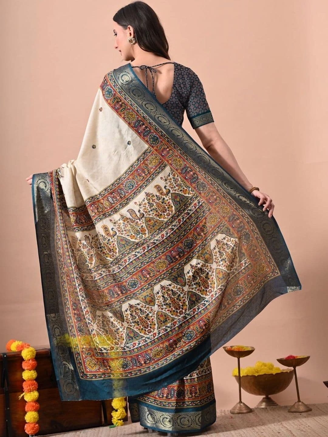 KALINI Woven Design Zari Silk Cotton Saree thumbnail 5