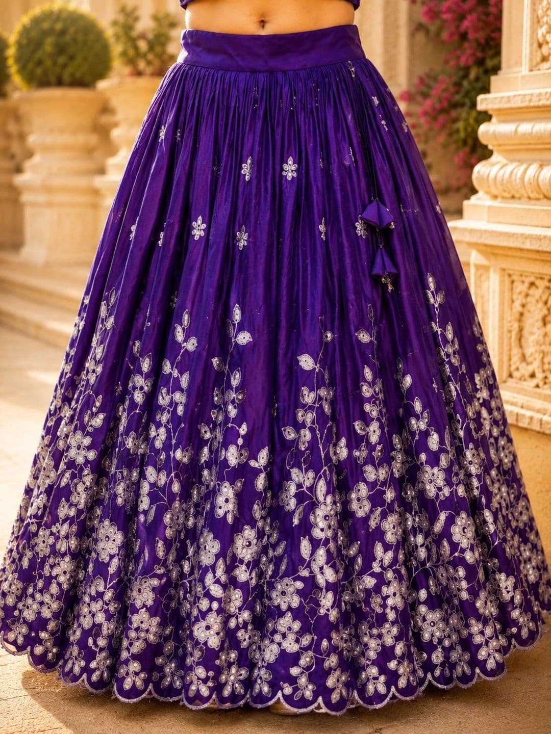 Sangria Girls Embroidered Thread Work Ready to Wear Lehenga & thumbnail 4