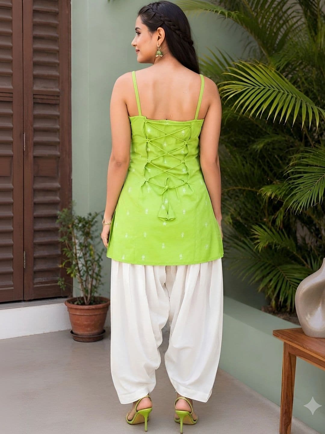HERE&NOW Women Ethnic Motifs Printed Regular Pure Cotton Kurta with Dhoti Pants thumbnail 4