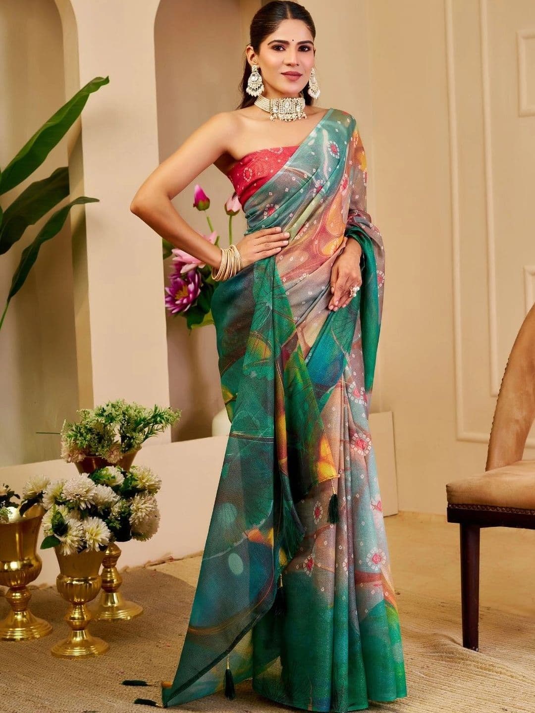 Mitera Tissue Designer Saree - view 1