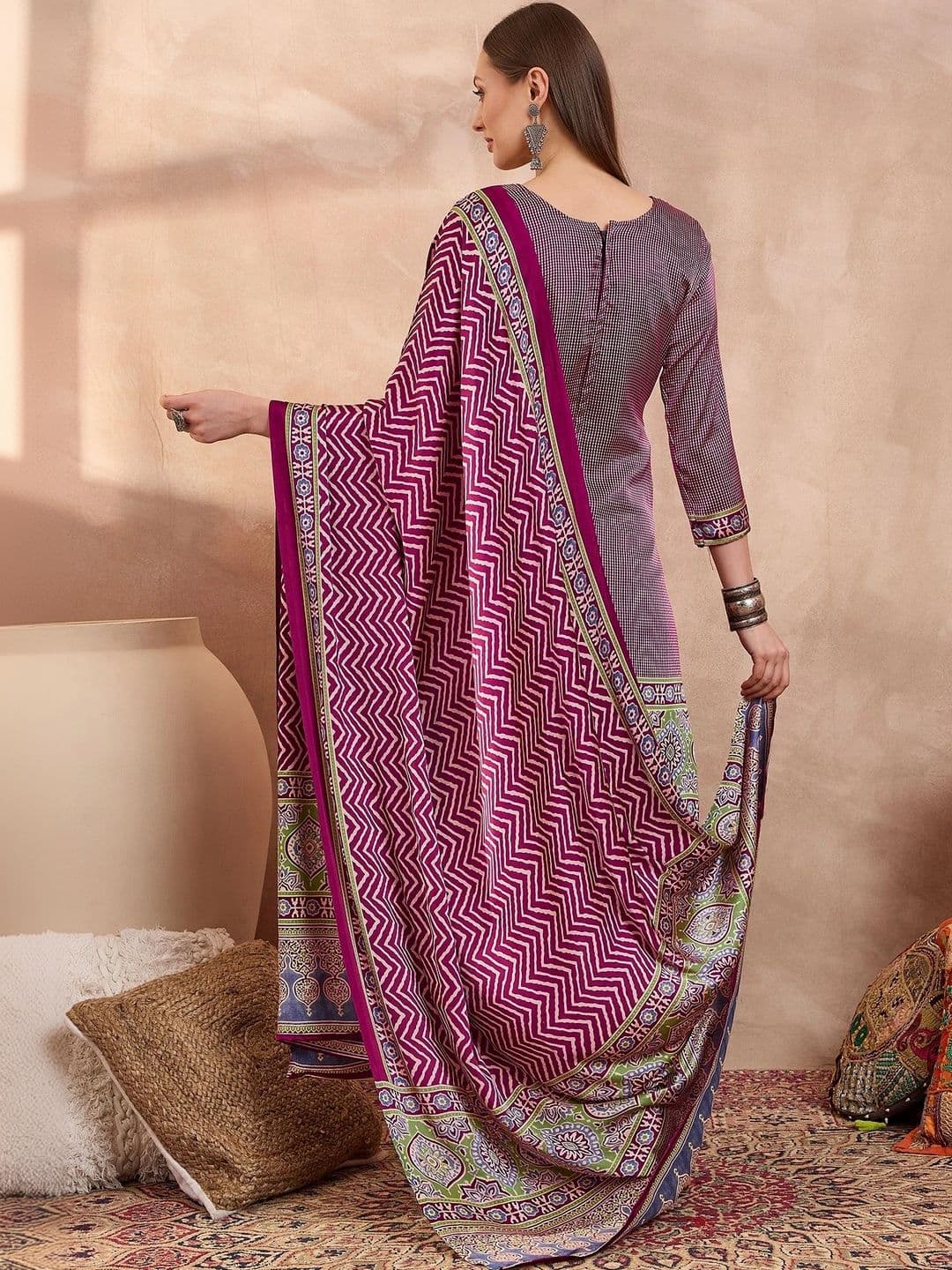 ZYVIRA Satin Unstitched Dress Material thumbnail 4