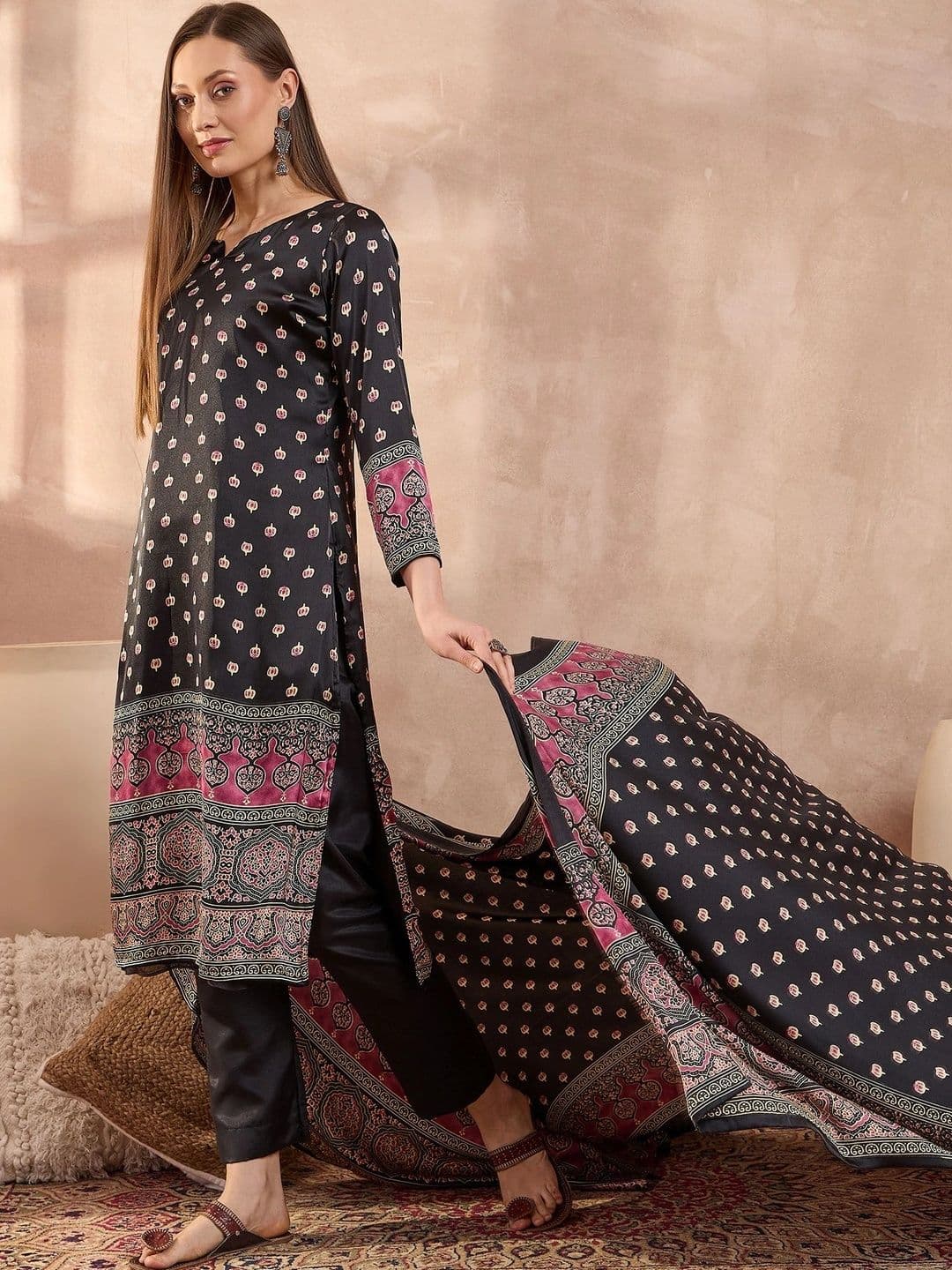 ZYVIRA Satin Unstitched Dress Material thumbnail 2