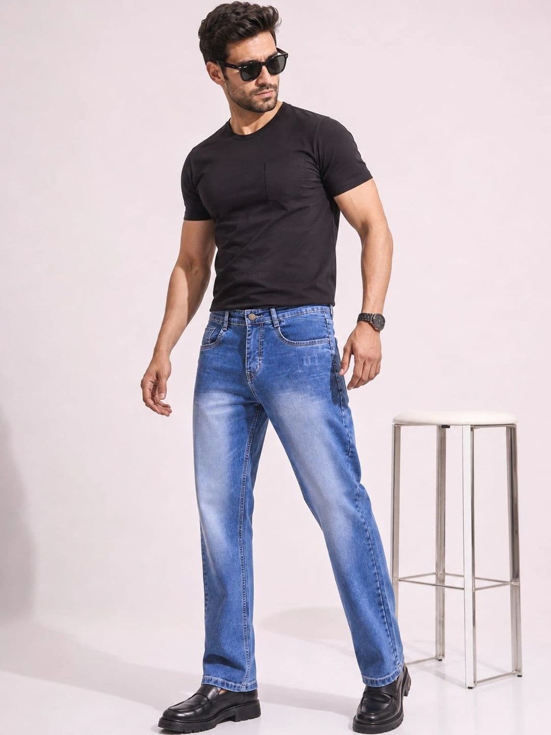 GEX Men Jean Regular Fit Mid-Rise Low Distress Stretchable Jeans thumbnail 3