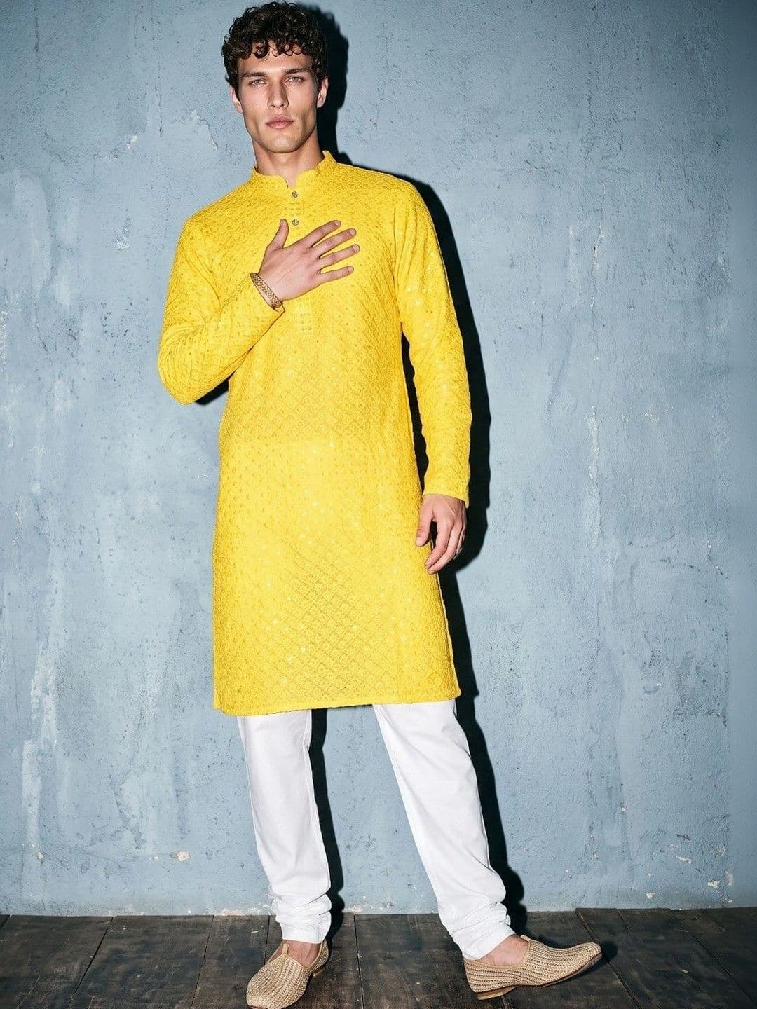 DRIP CHOWK Men Sequinned Kurta thumbnail 5