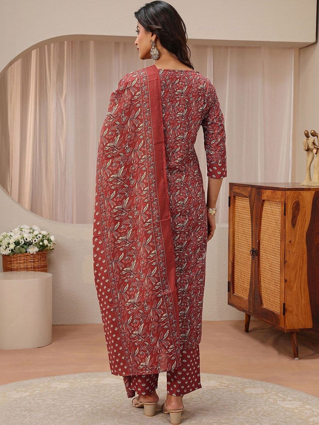 Gerua By Libas Libas Maroon Floral Printed Straight Suit Set thumbnail 7