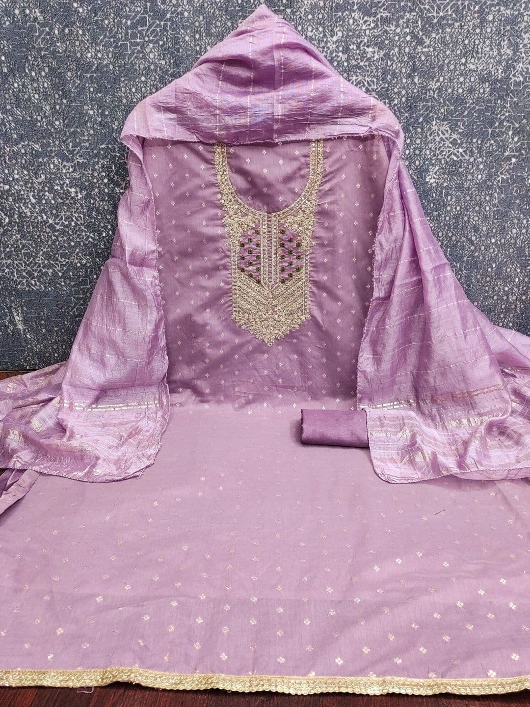 Dhaaga Ghar Embroidered Unstitched Dress Material thumbnail 3