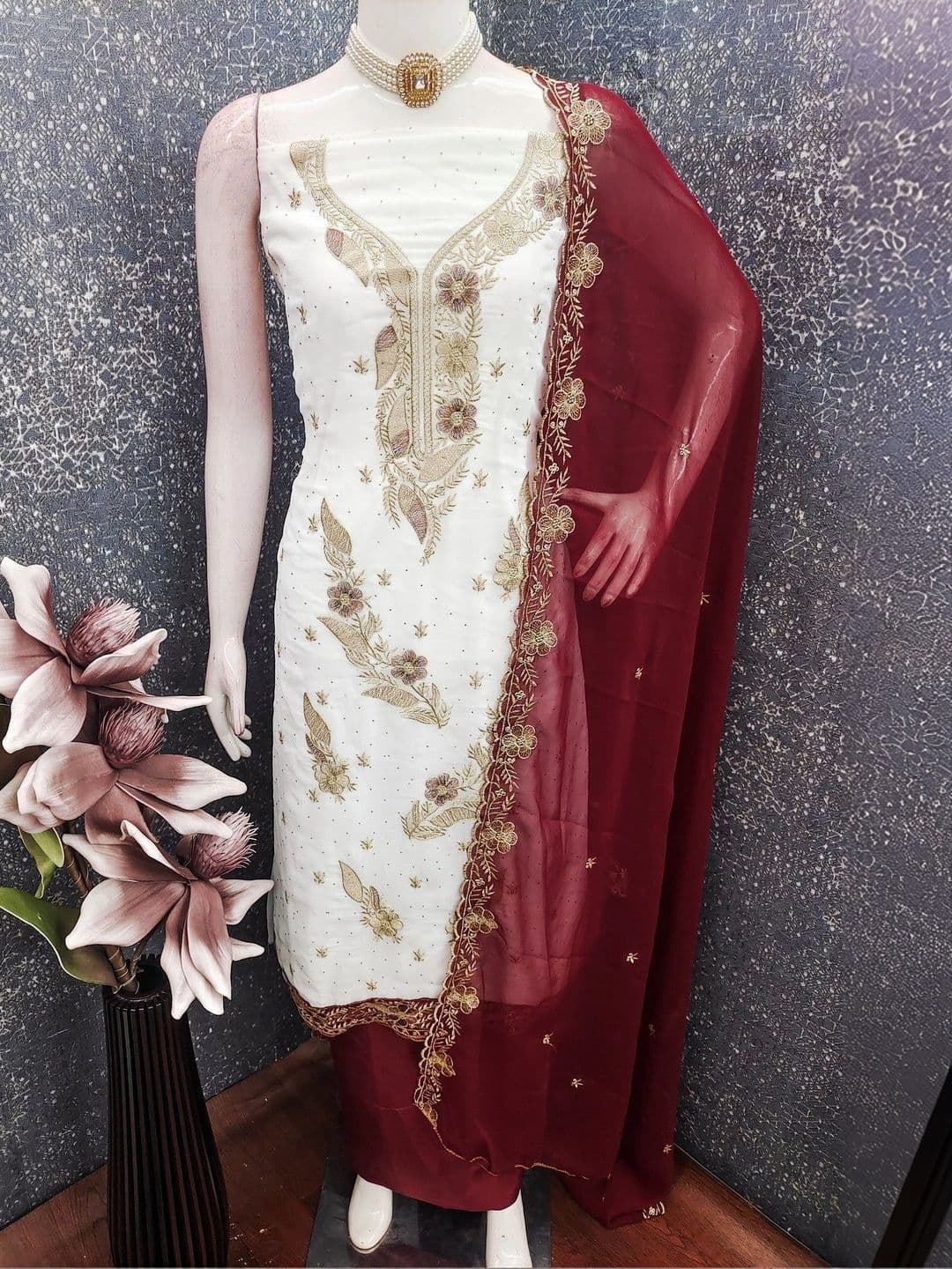 TAVAS Embroidered Unstitched Dress Material thumbnail 5
