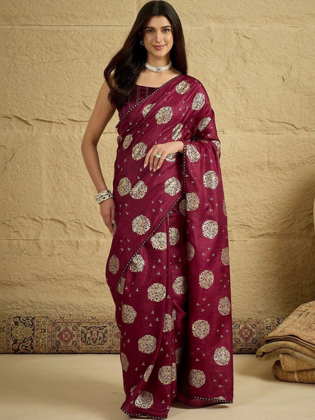 Sangria Woven Design Zari Poly Georgette Designer Saree - view 1