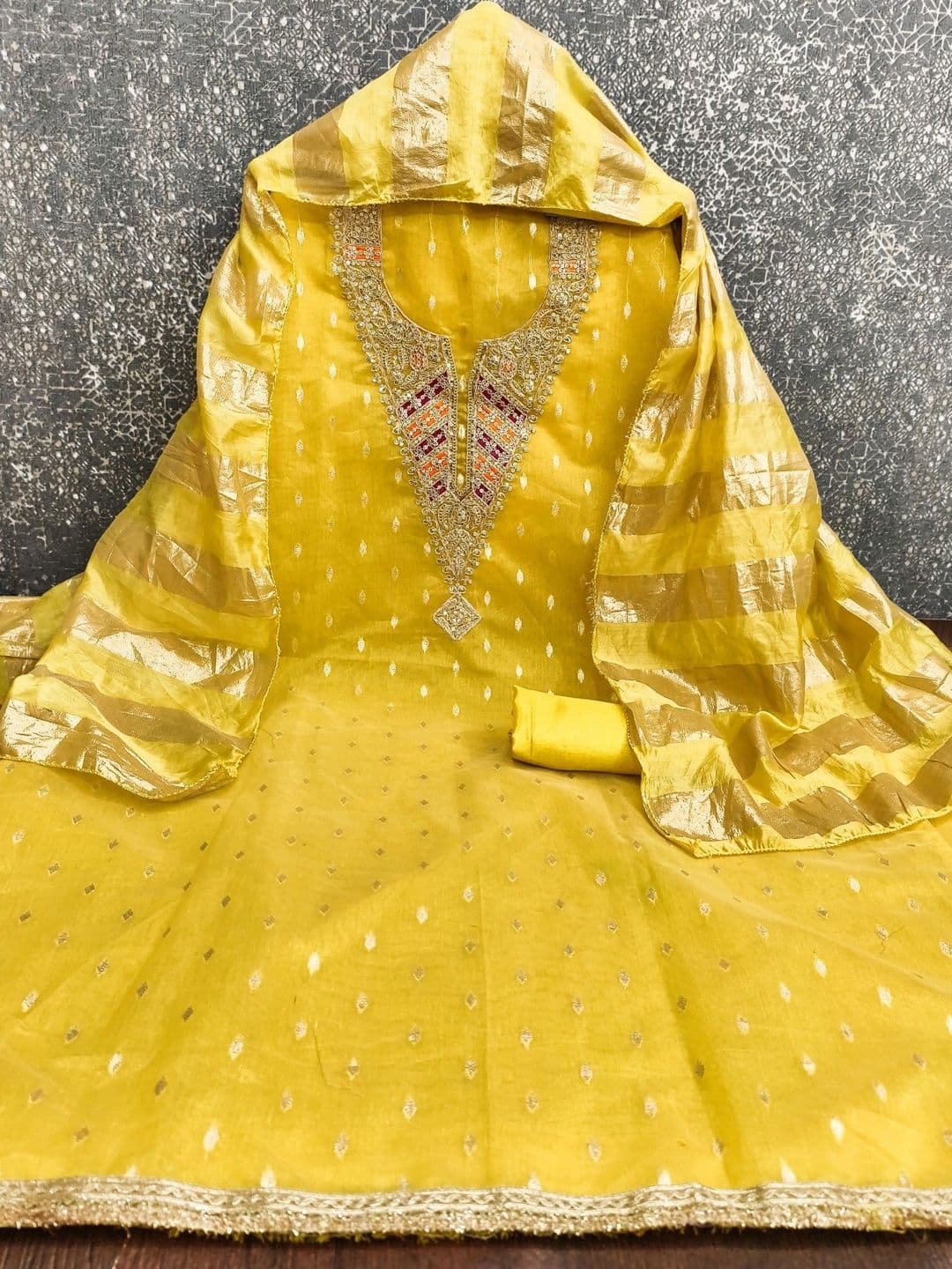 Dhaaga Ghar Embroidered Art Silk Unstitched Dress Material thumbnail 3