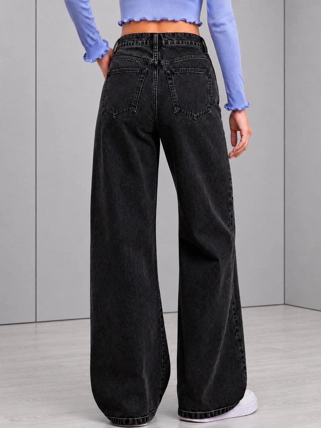 DressBerry Women Comfort Wide Leg High-Rise Light Fade Stretchable Jeans thumbnail 3