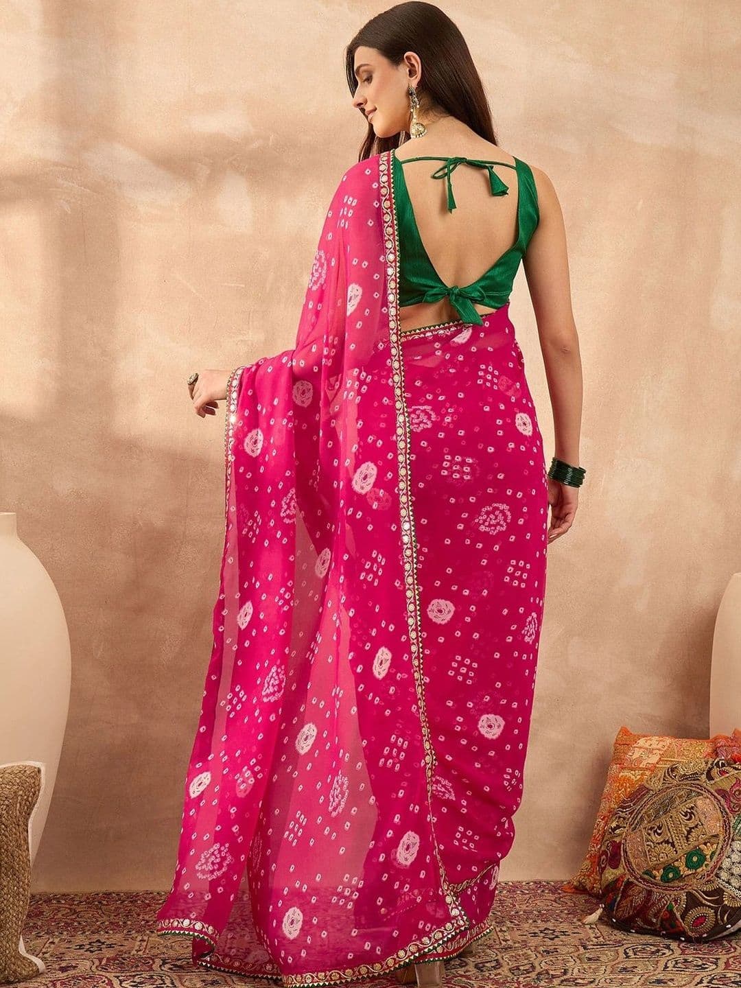 Sangria Bandhani Poly Georgette Designer Bandhani Saree thumbnail 5