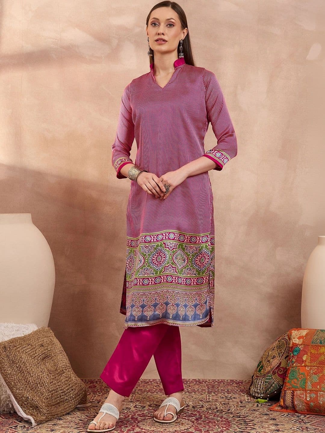 ZYVIRA Satin Unstitched Dress Material - view 1