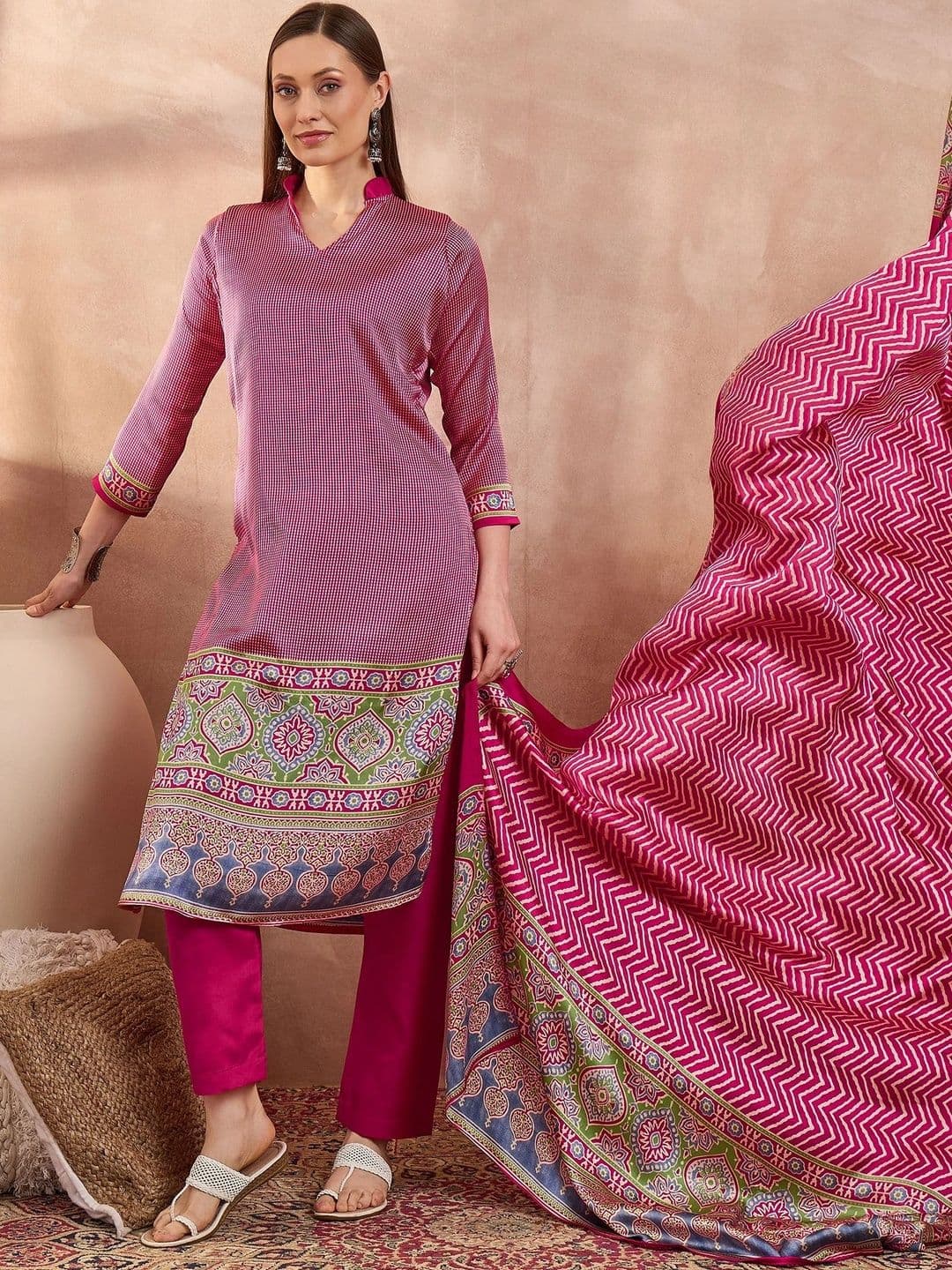 ZYVIRA Satin Unstitched Dress Material thumbnail 5