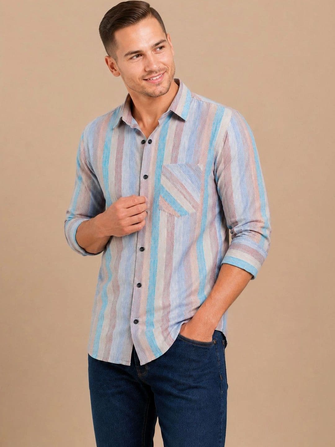 Mast & Harbour Men Comfort Multi Stripes Striped Casual Shirt thumbnail 6