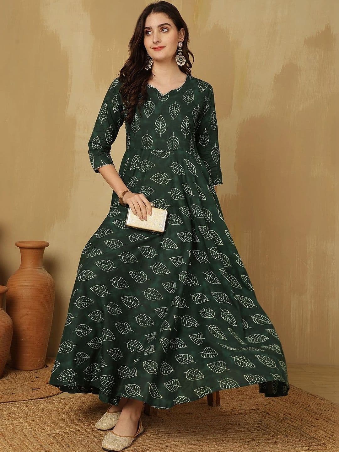 Sangria Women Ethnic Motifs Printed Cotton Anarkali Kurta thumbnail 2