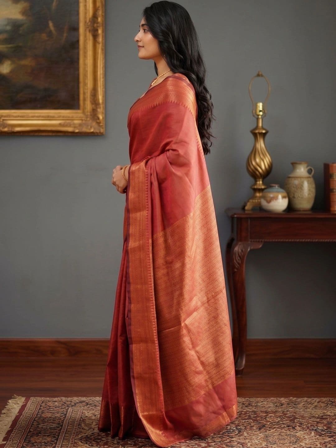 RUTVA FASHION Woven Design Zari Art Silk Banarasi Saree thumbnail 4