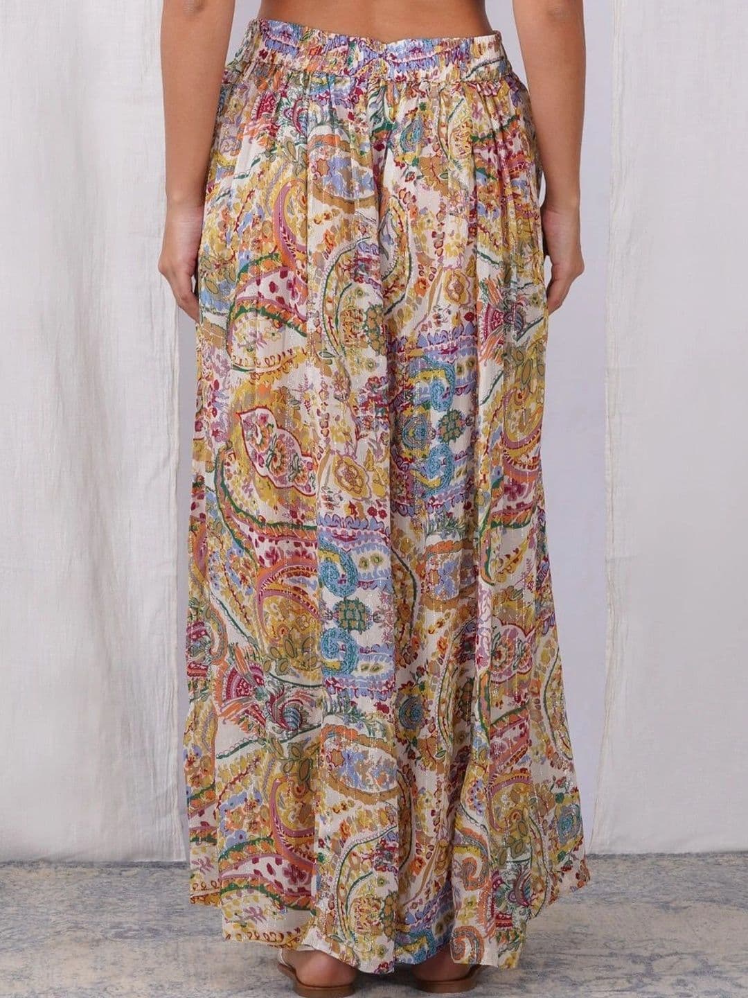 zuri Women Georgette Paisley Bohemian Maxi Flared Skirt thumbnail 3