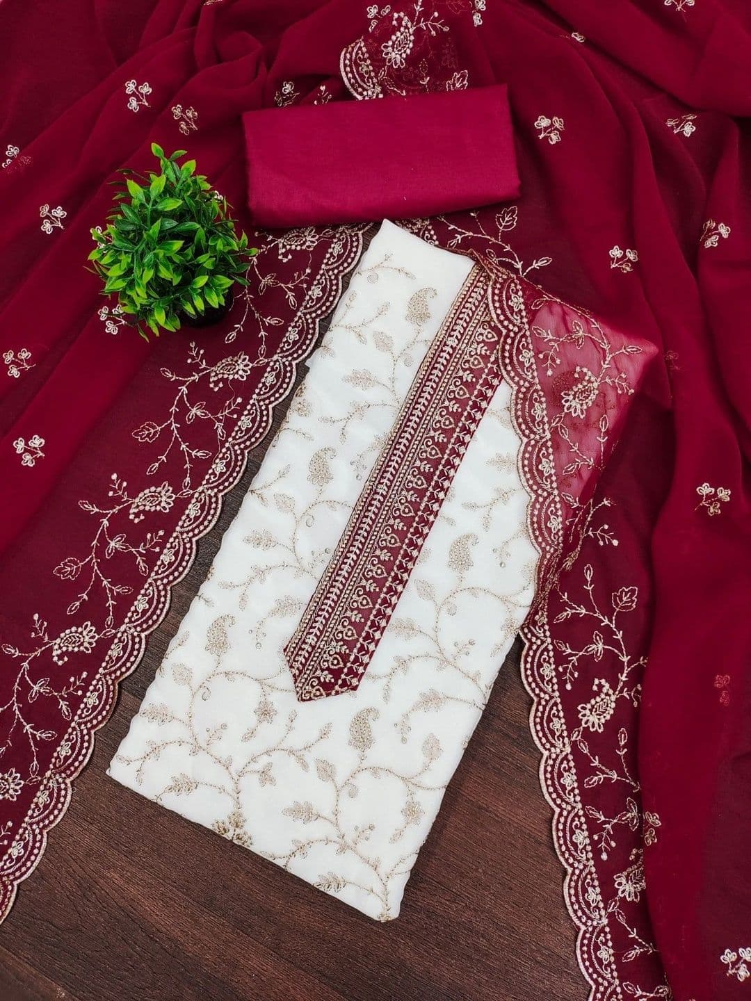 TAVAS Women Embroidered Unstitched Dress Material thumbnail 2