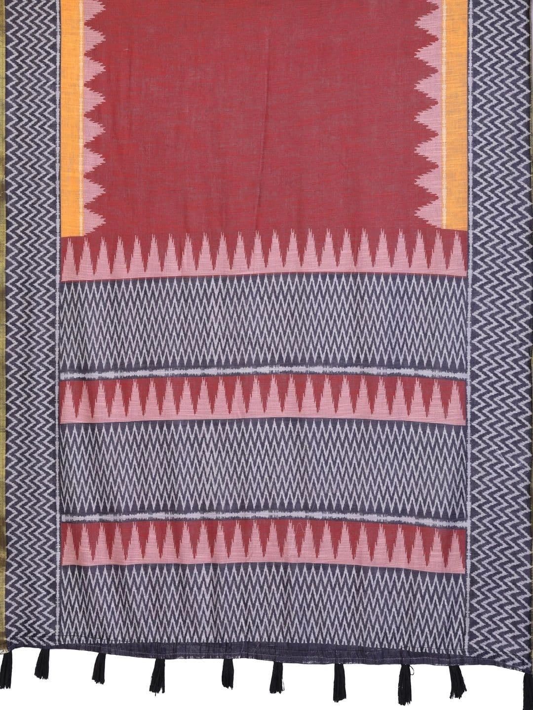Pixie lane Women Chevron Printed Zari Linen Blend Saree thumbnail 2