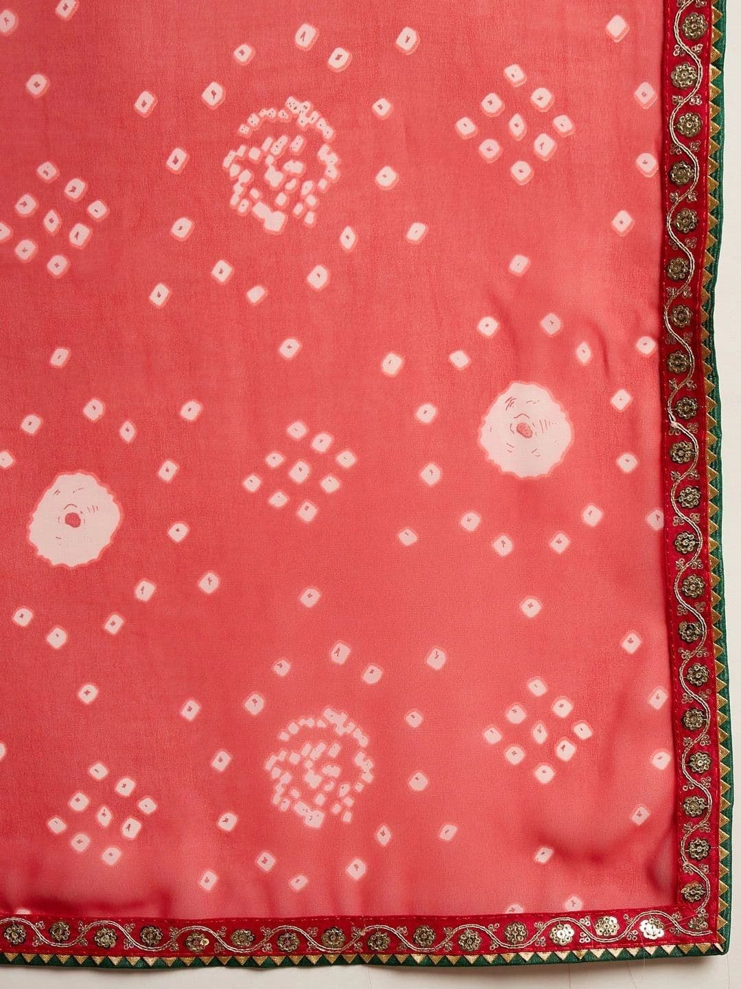 Sangria Bandhani Mirror Work Poly Georgette Designer Bandhani Saree thumbnail 6
