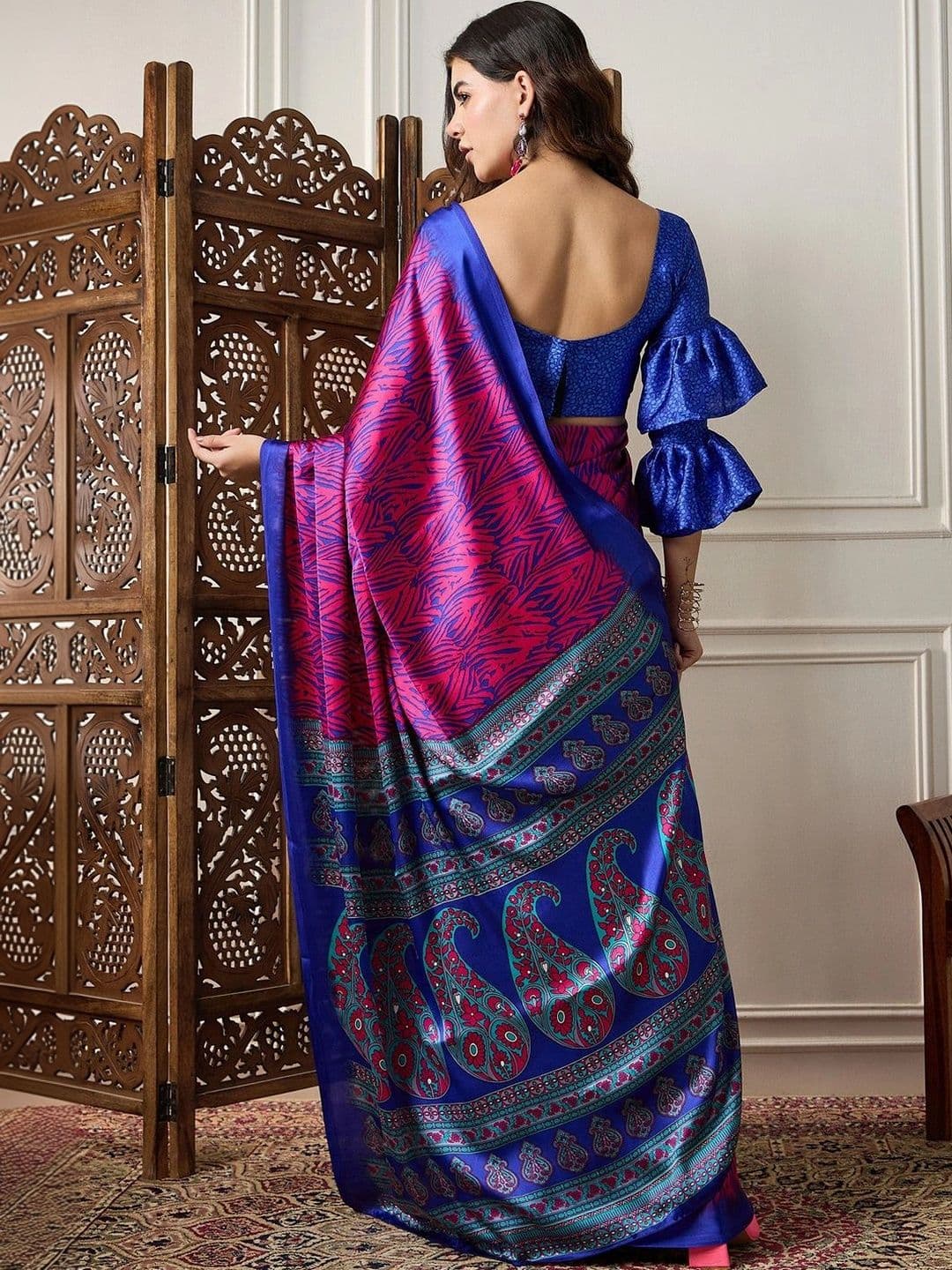 Saree mall Satin Designer Block Print Sarees thumbnail 3
