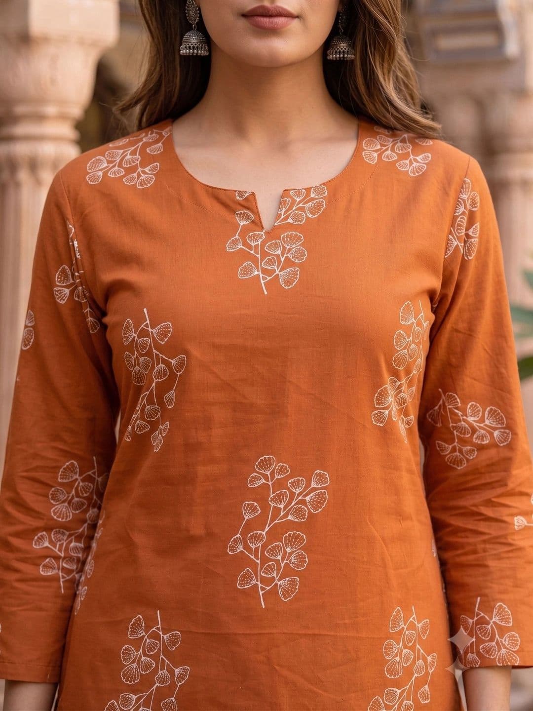 Bunkari Women Ethnic Motifs Printed Regular Pure Cotton Kurti with Patiala thumbnail 7