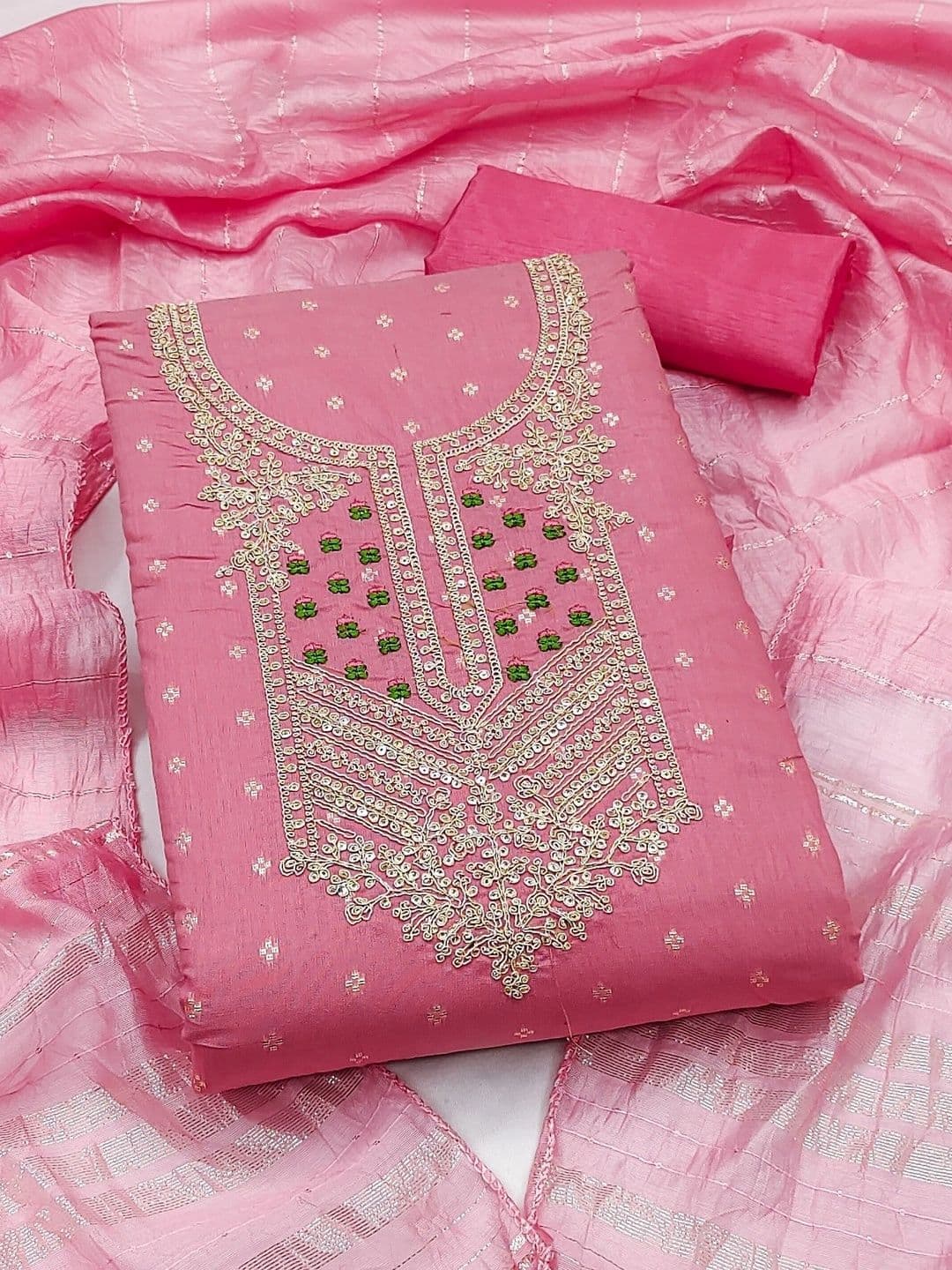 Dhaaga Ghar Embroidered Unstitched Dress Material - view 1