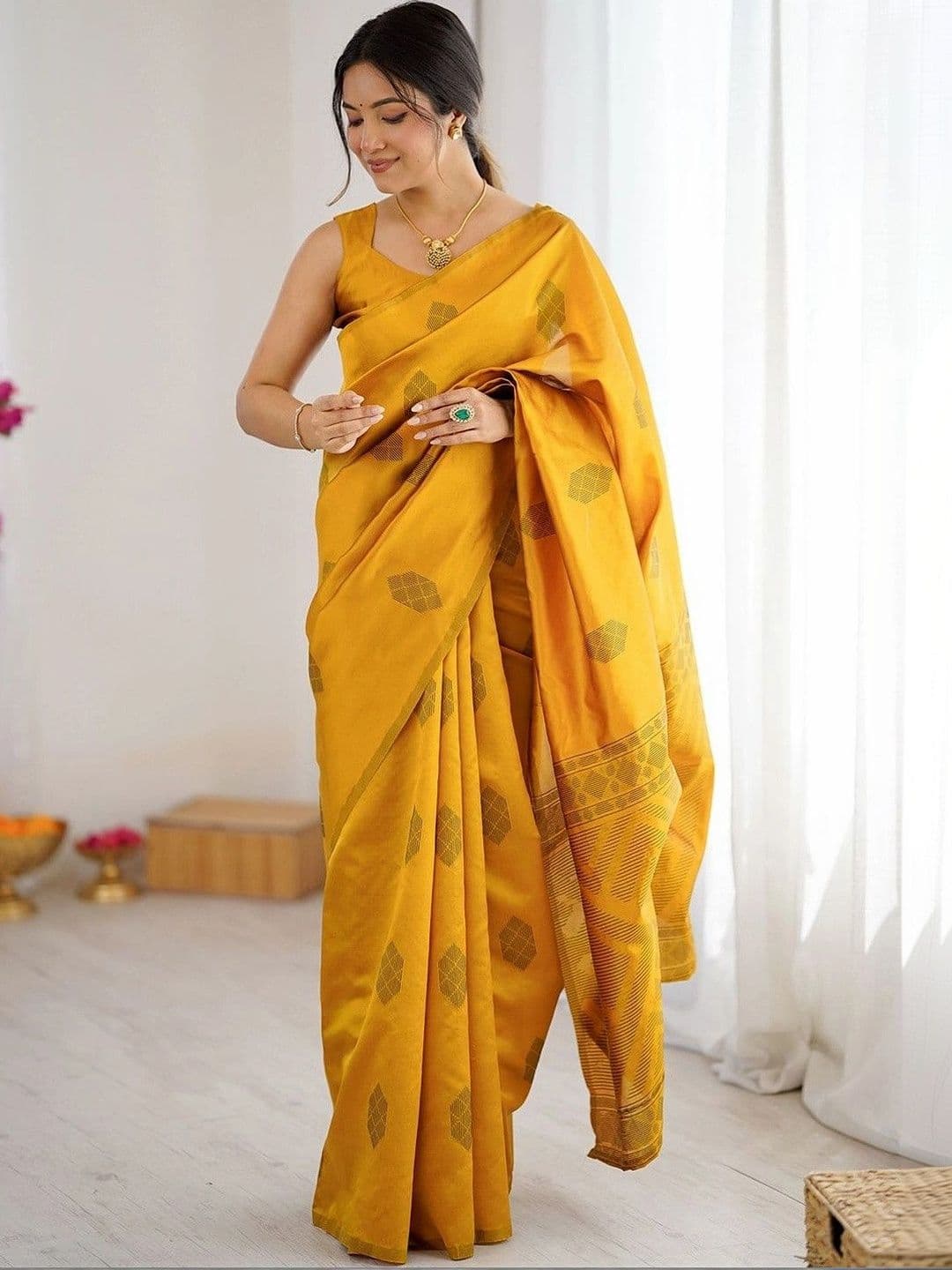 SANISA Woven Design Silk Blend Saree thumbnail 6