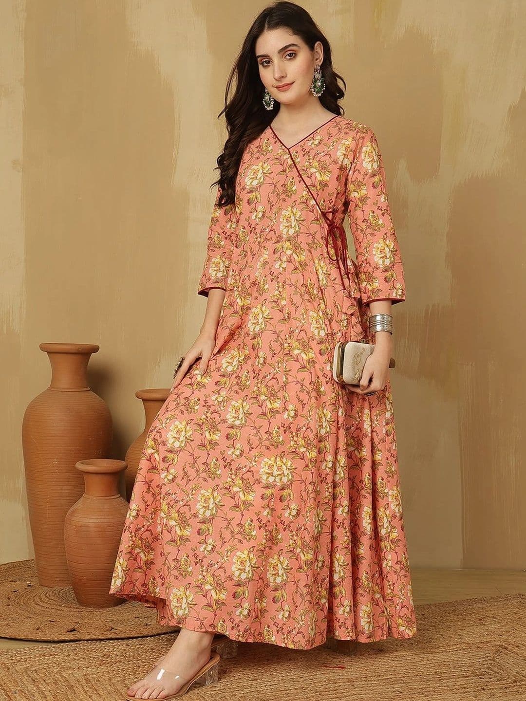 Sangria Women Floral Printed Floral Anarkali Kurta thumbnail 3