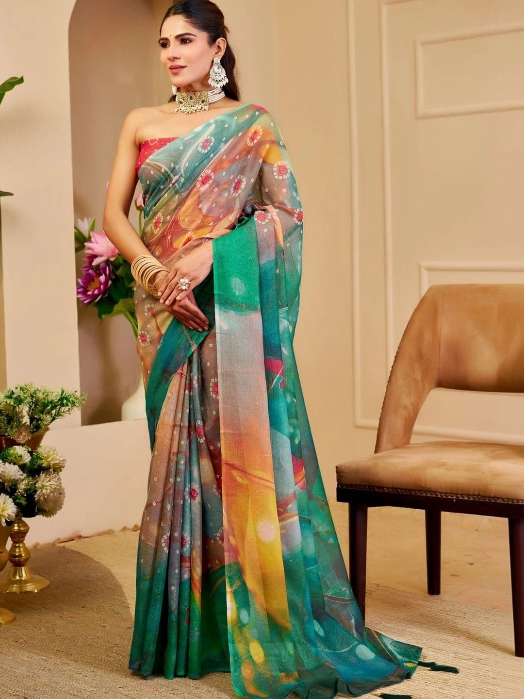 Mitera Tissue Designer Saree thumbnail 3