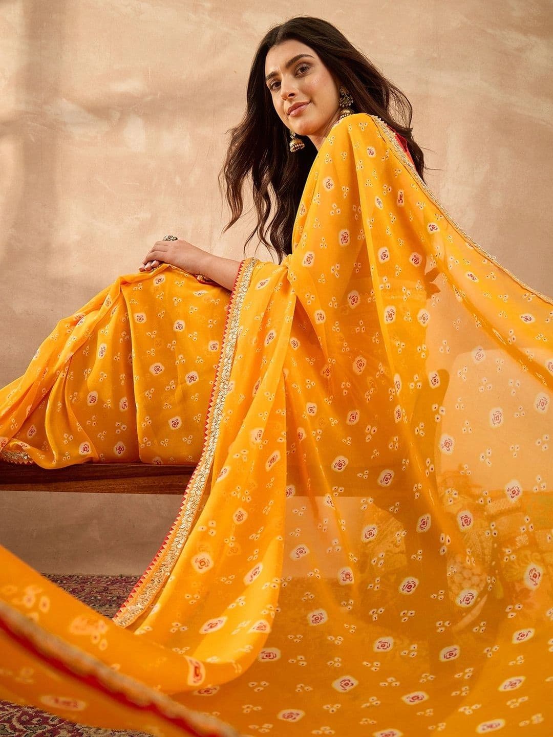 Sangria Bandhani Poly Georgette Designer Bandhani Saree thumbnail 7