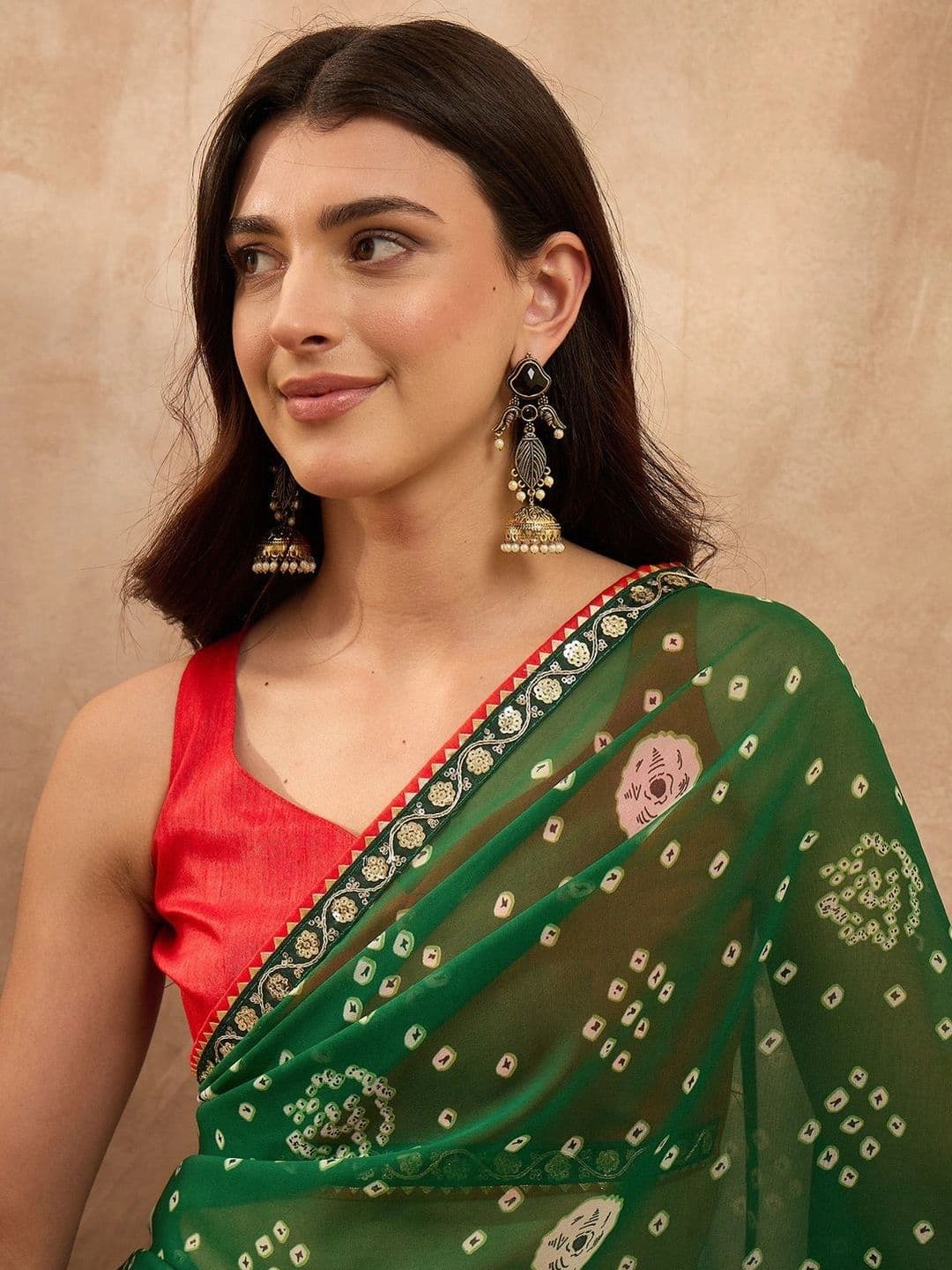 Sangria Bandhani Poly Georgette Designer Bandhani Saree thumbnail 6