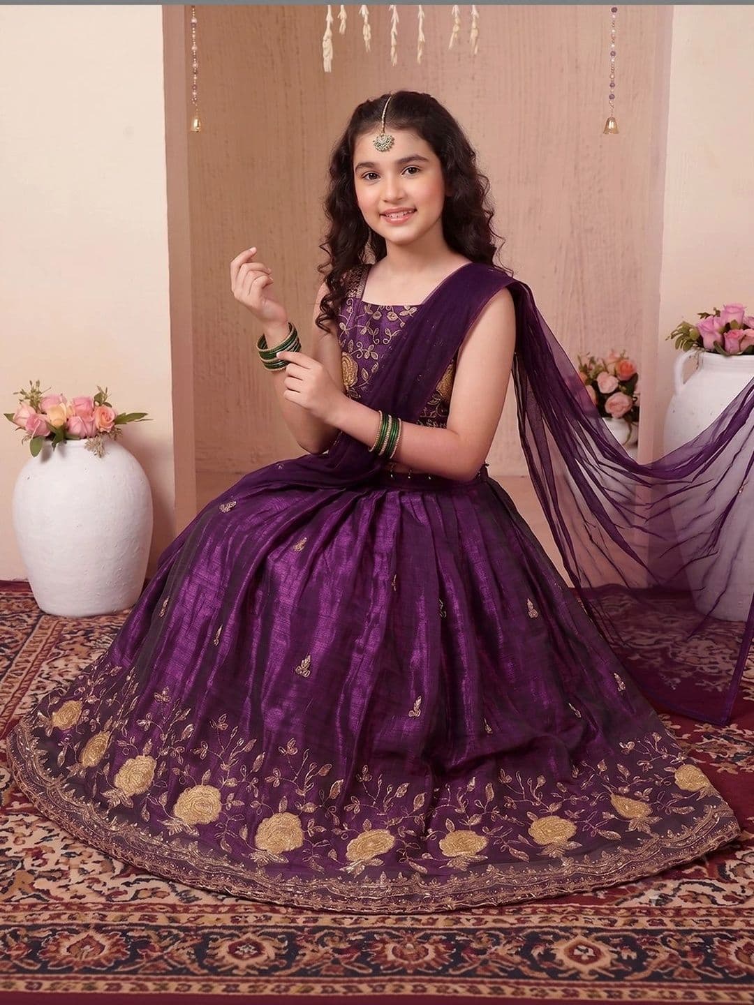 FASHION DREAM Girls Embroidered Mirror Work Ready to Wear Lehenga & Blouse With Dupatta thumbnail 3