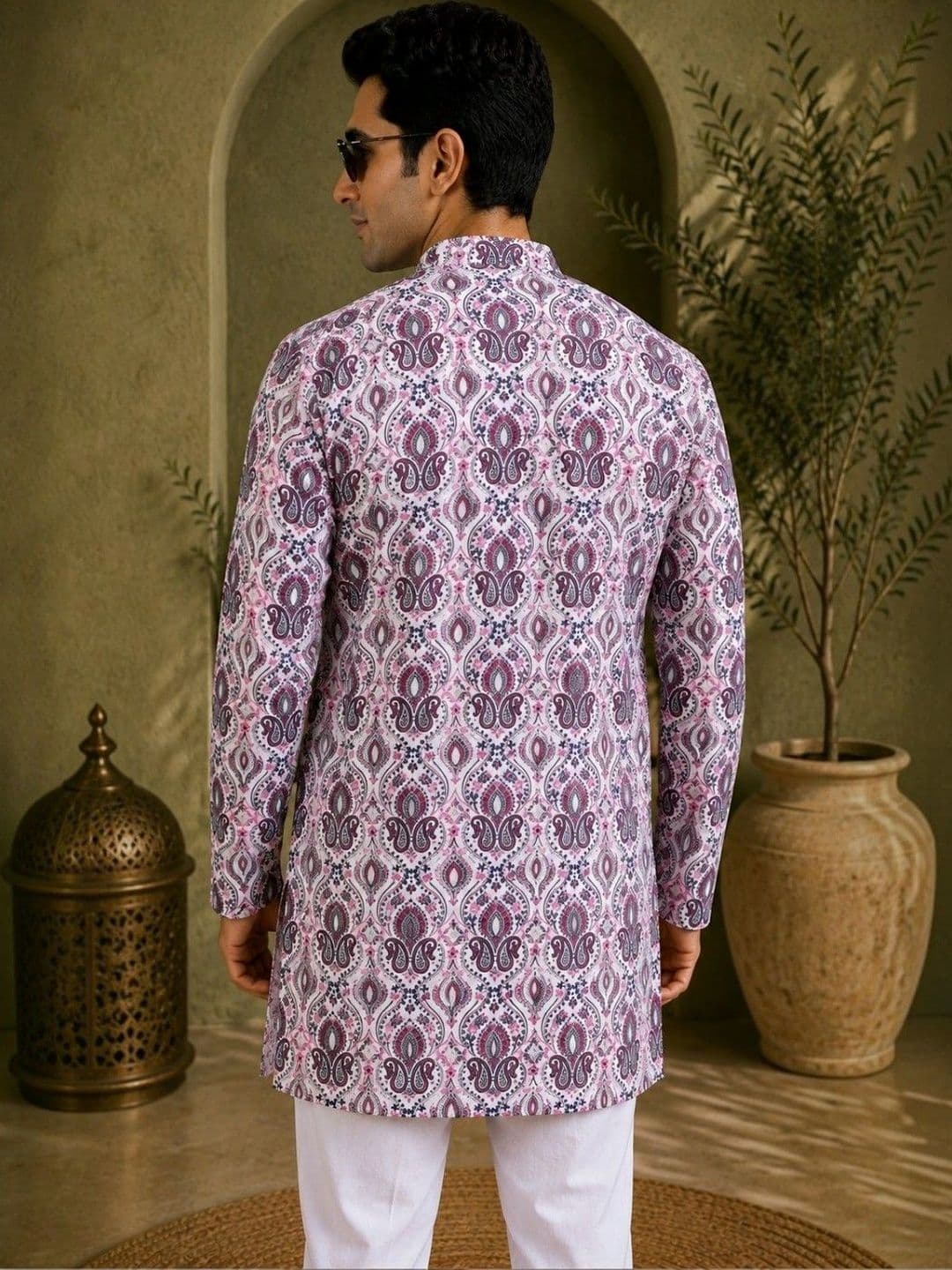 TATTVA Printed Thread Work Mandarin Collar Short Kurta thumbnail 3