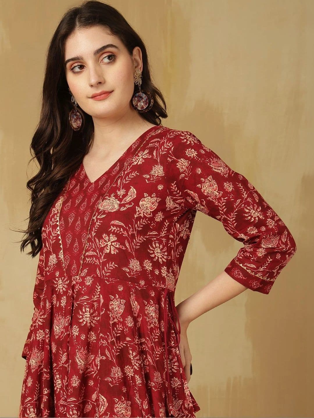 Sangria Women Floral Printed Floral Anarkali Kurta thumbnail 5