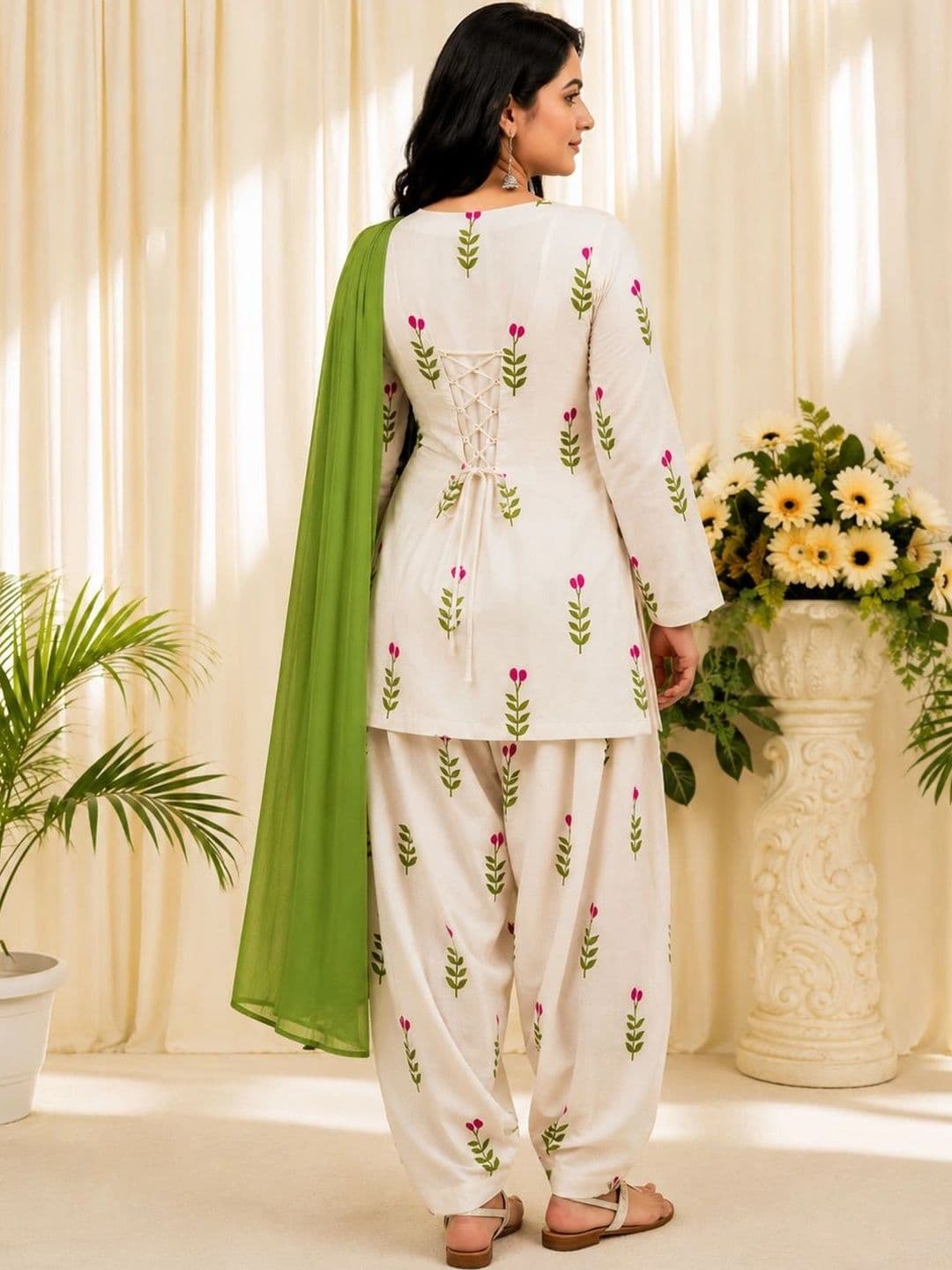 Liksha Clothing Women Floral Printed Kurta with Palazzos & With Dupatta thumbnail 7
