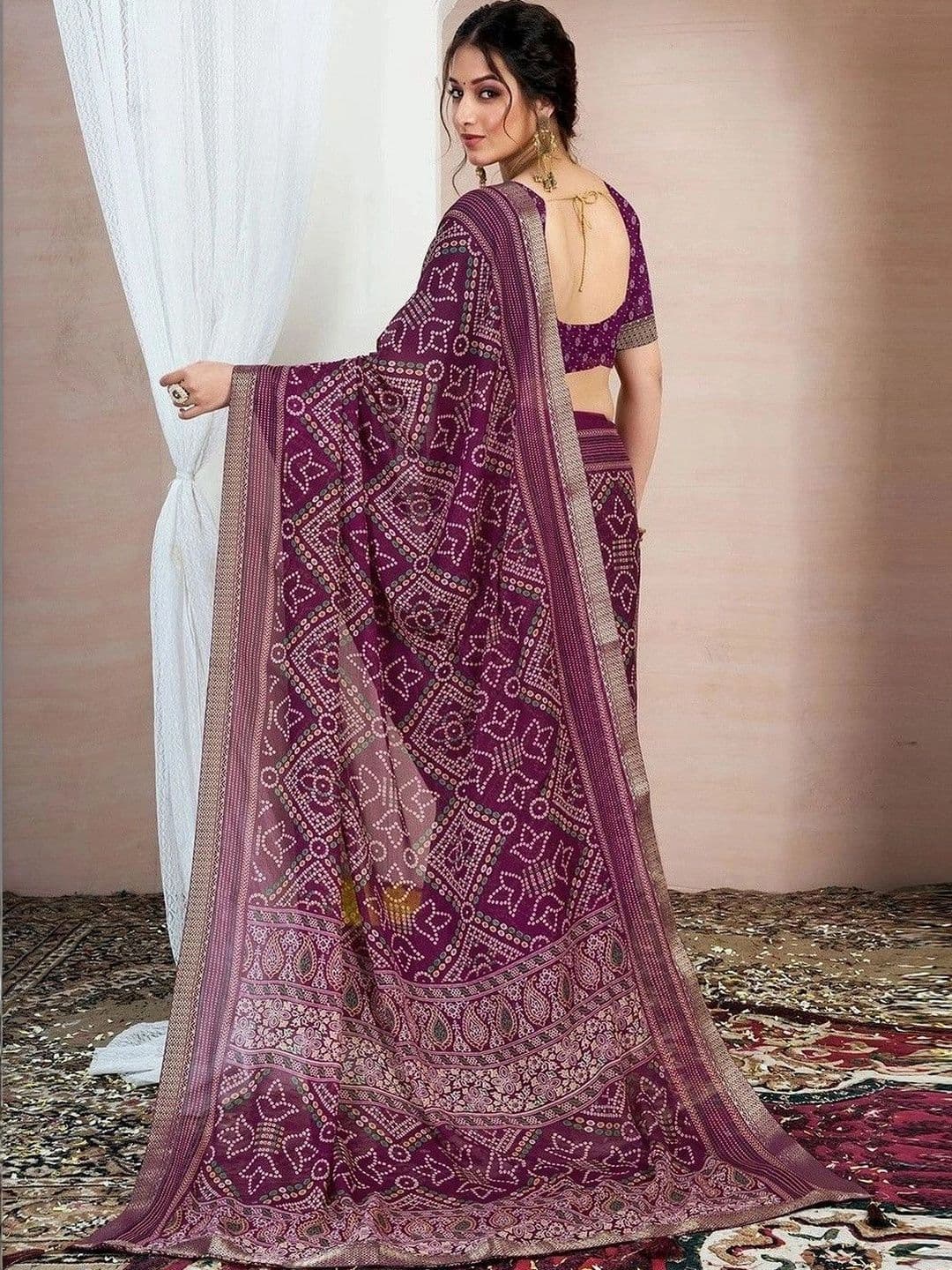 SANISA Bandhani Pure Chiffon Saree thumbnail 4