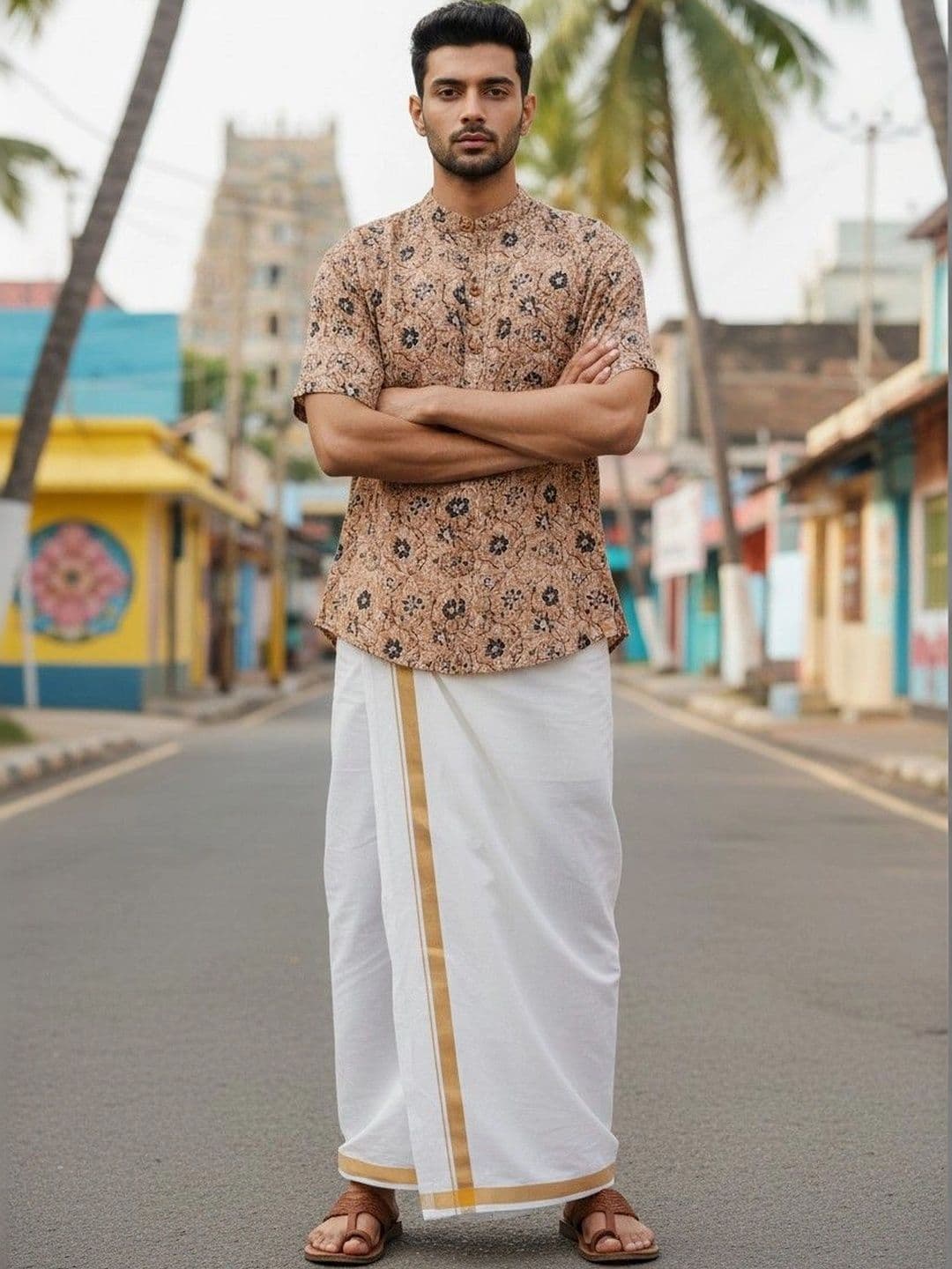 Cot'N Soft Men Ethnic Motifs Printed Mandarin Collar Pure Cotton Kurta thumbnail 2