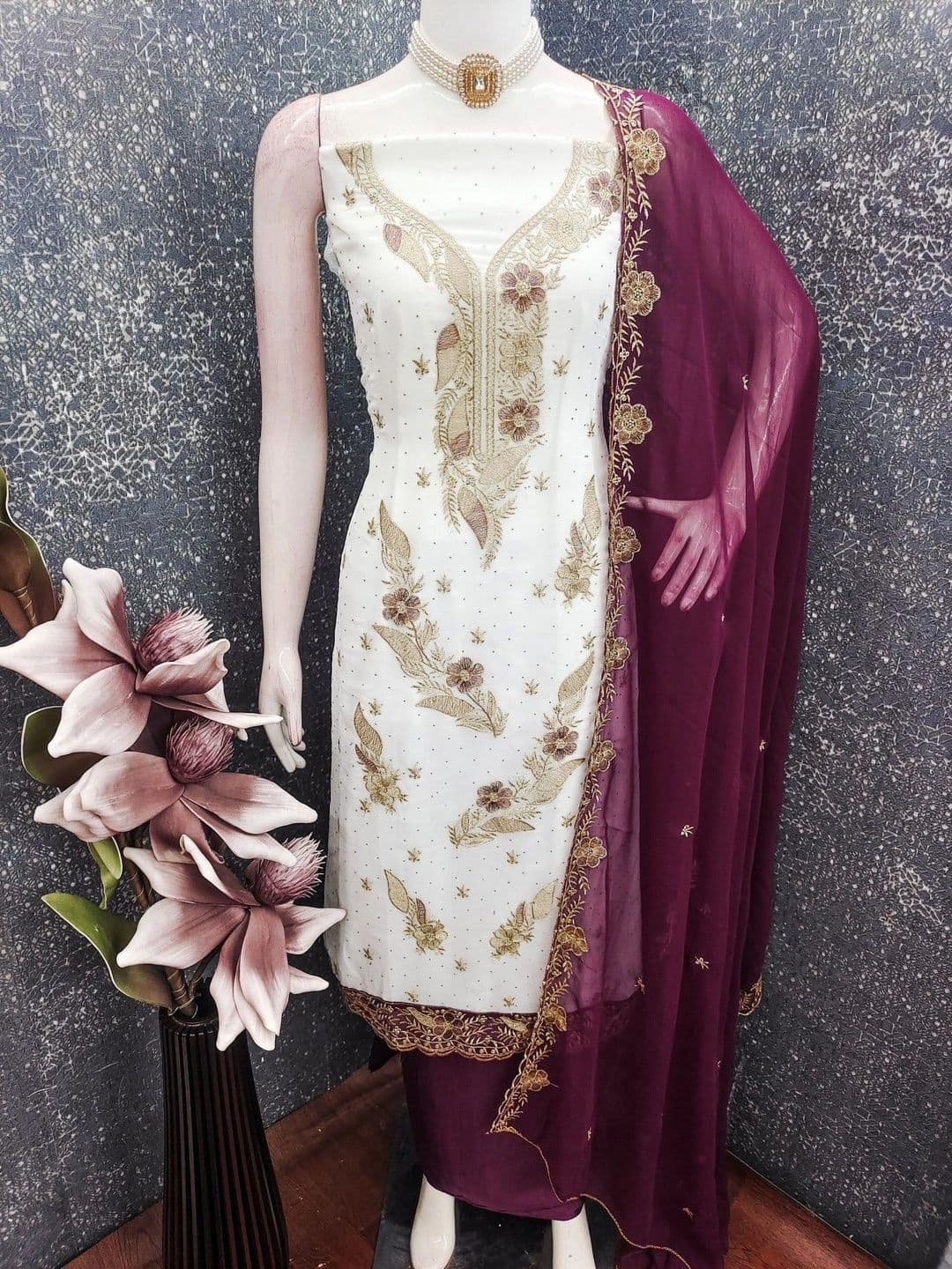 TAVAS Embroidered Unstitched Dress Material thumbnail 5
