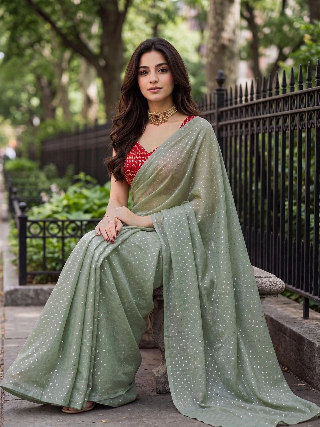 Looootnest Embellished Pure Georgette Saree thumbnail 4
