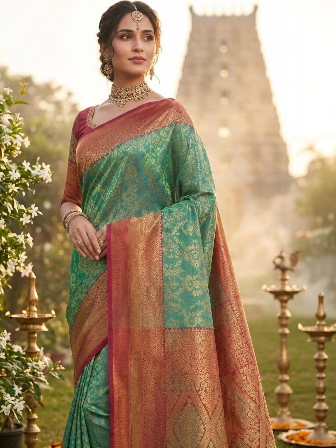 Owlsky Woven Design Zari Art Silk Kanjeevaram Saree thumbnail 2