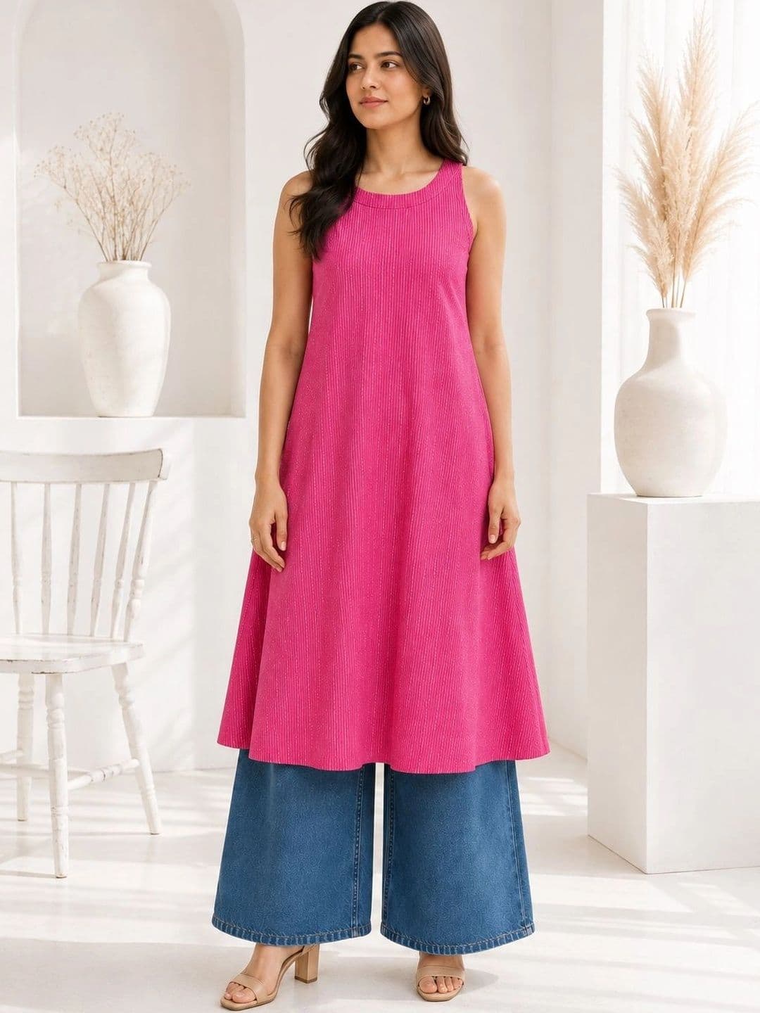 HERE&NOW Woven Design Pure Cotton Kurti - view 1