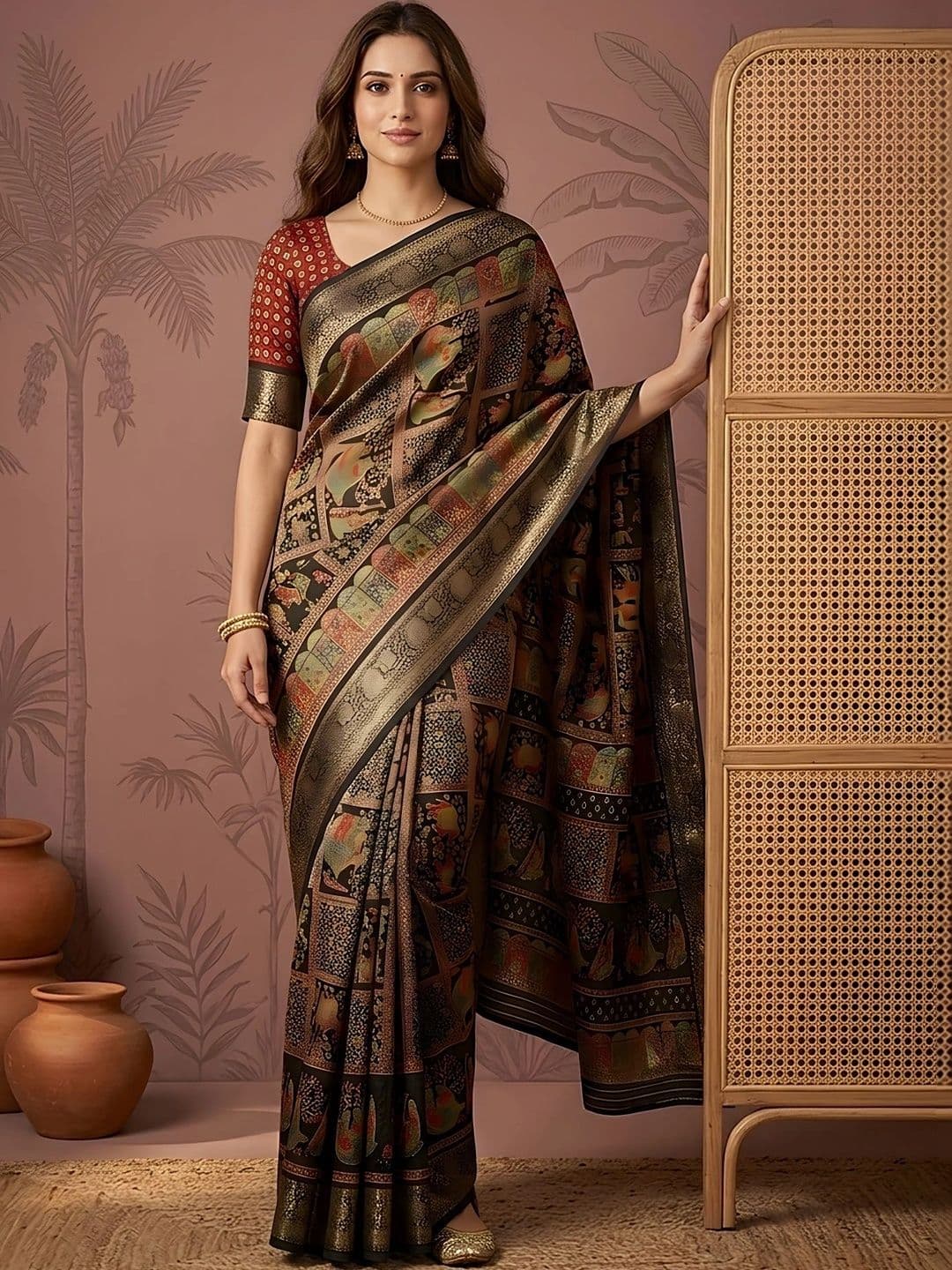 Sangria Woven Design Zari Silk Blend Saree - view 1