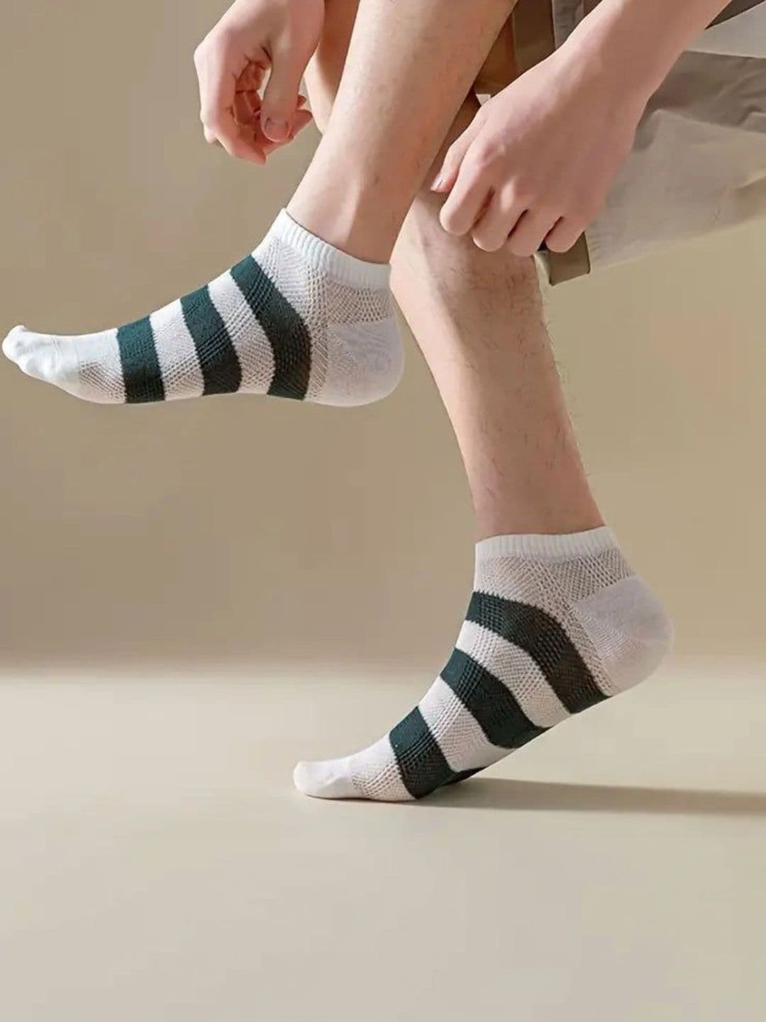 Moda Rapido Men Pack of 5 Cotton Blend Striped Ankle Length Socks thumbnail 5