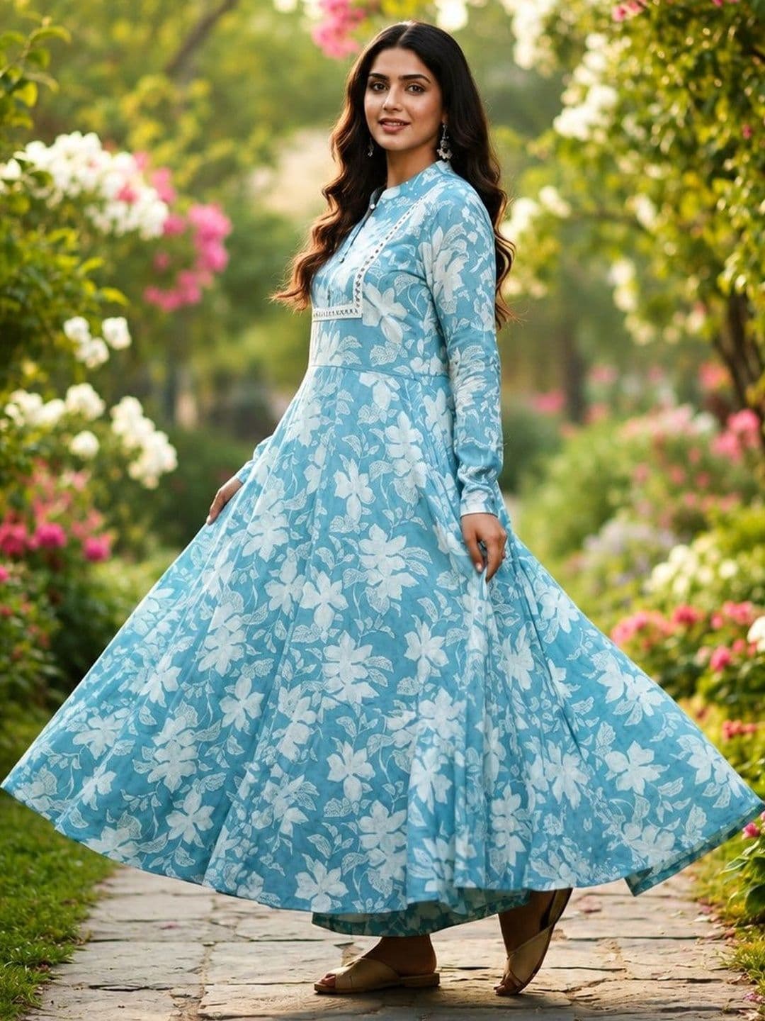 AJ ART Women Floral Printed Floral Anarkali Kurta thumbnail 4