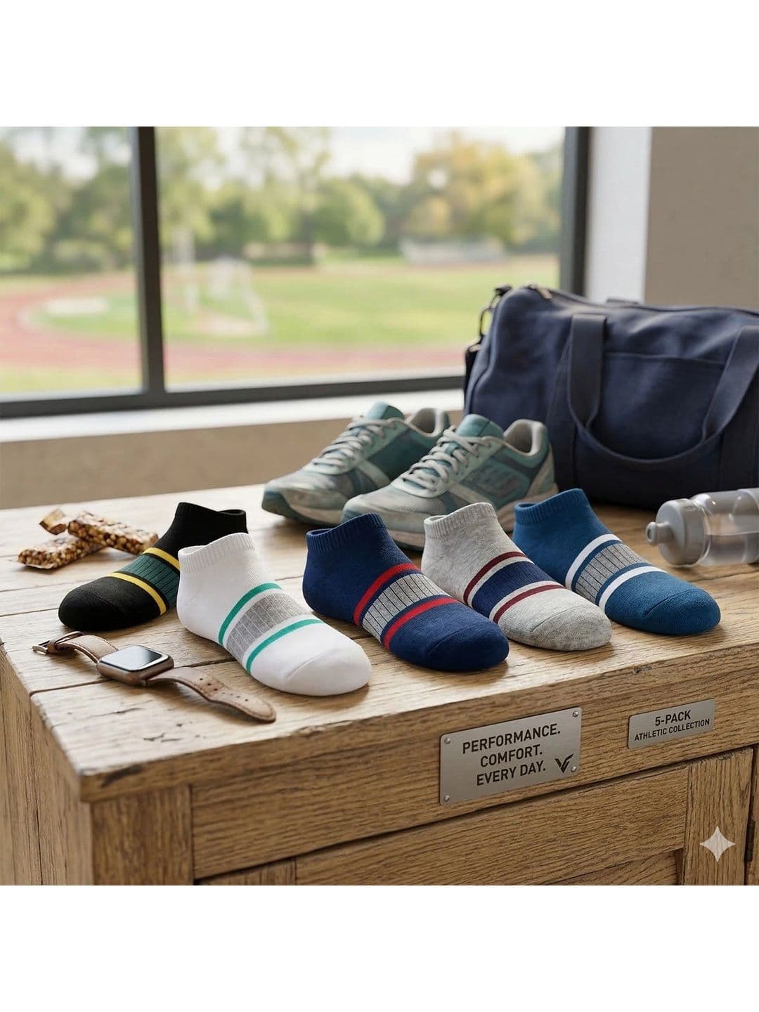 Moda Rapido Men Pack of 5 Cotton Blend Striped Ankle Length Socks thumbnail 4