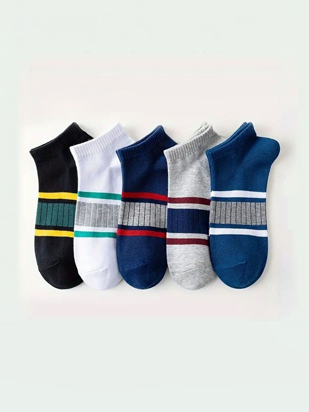 Moda Rapido Men Pack of 5 Cotton Blend Striped Ankle Length Socks - view 1