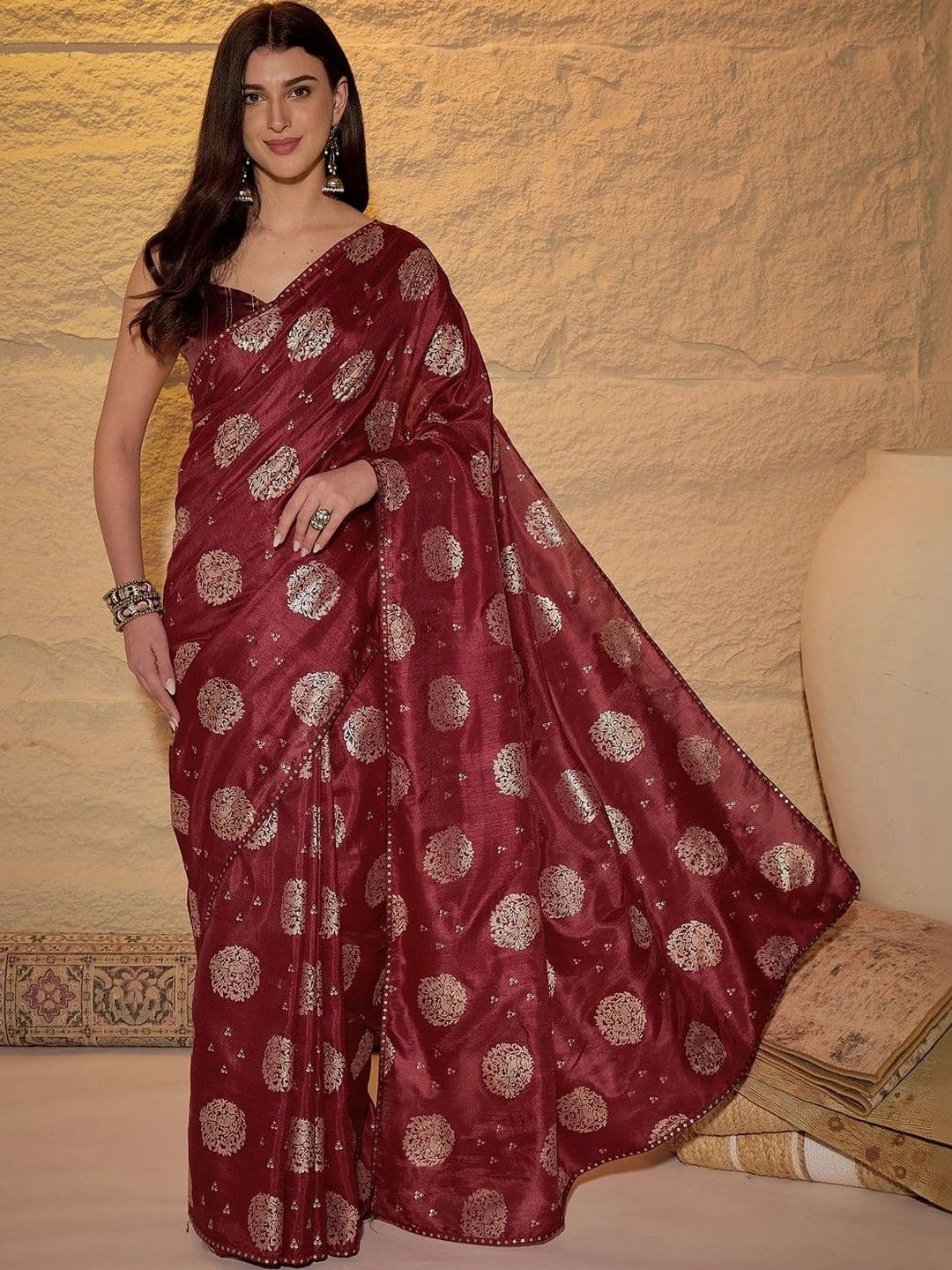 Sangria Woven Design Zari Poly Georgette Designer Saree - view 1