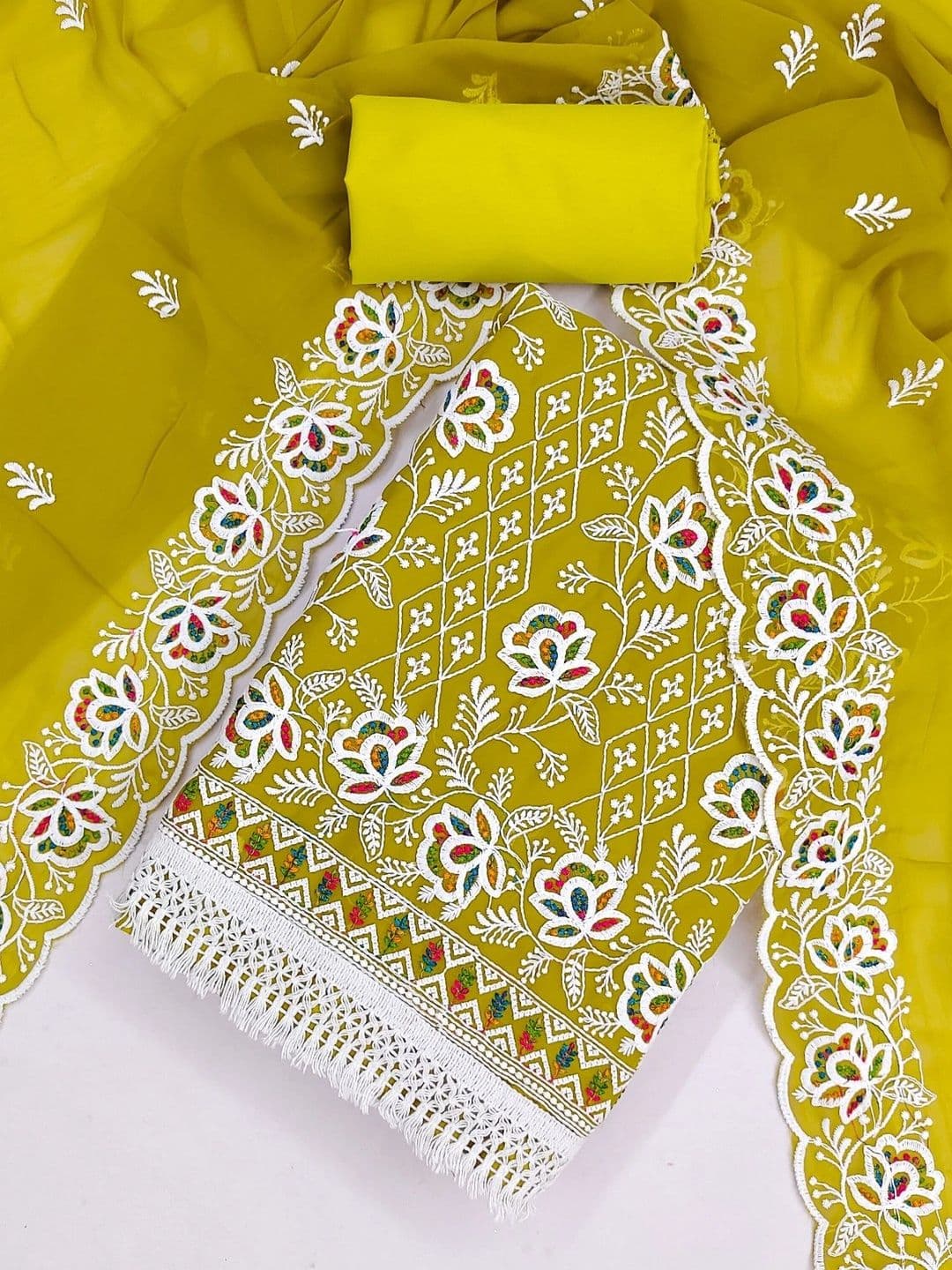 Dhaaga Ghar Embroidered Unstitched Dress Material thumbnail 3